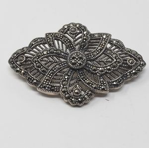 Sterling silver & marcasite brooch